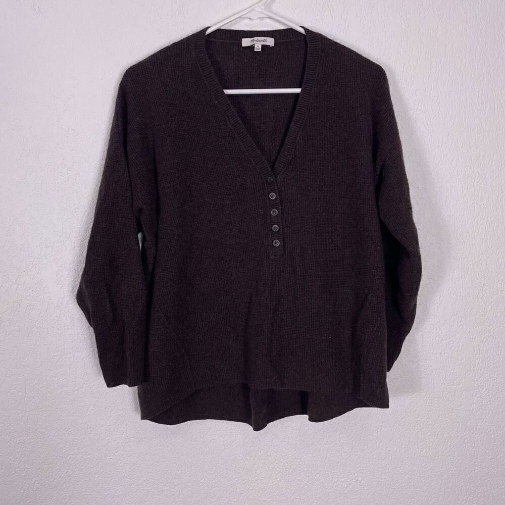 Madewell Brown V Neck Button Front Henley Pullover Sweater